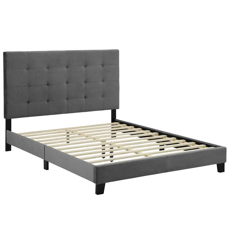 Melanie Queen Button Tufted Upholstered Velvet Platform Bed.