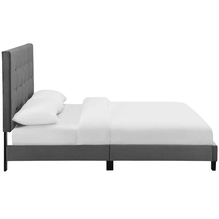 Melanie Queen Button Tufted Upholstered Velvet Platform Bed.