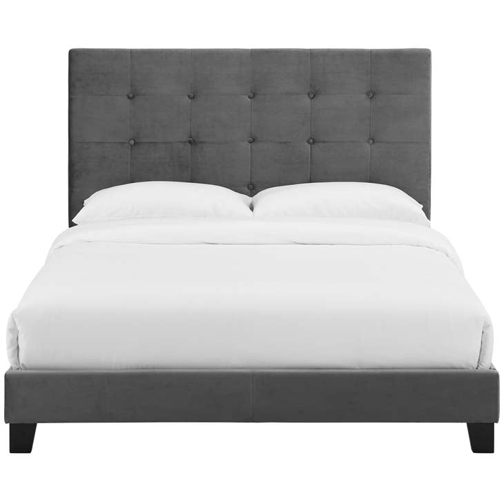 Melanie Queen Button Tufted Upholstered Velvet Platform Bed.