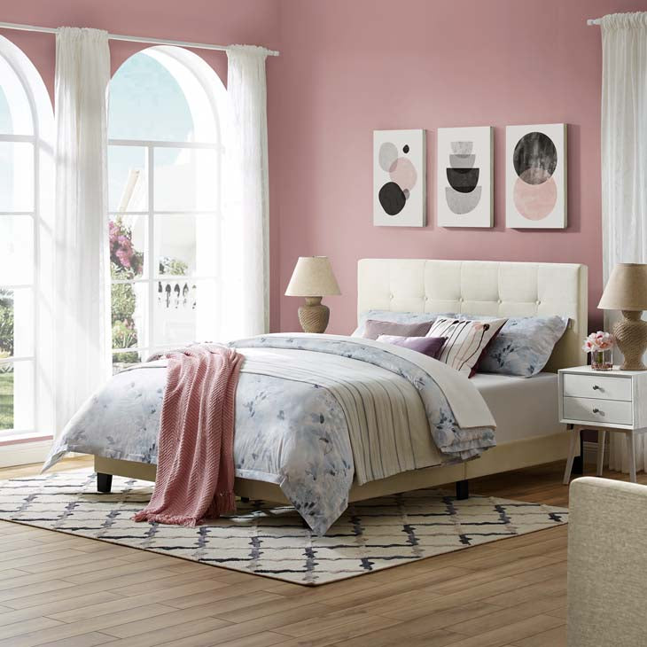 Melanie Queen Button Tufted Upholstered Velvet Platform Bed.