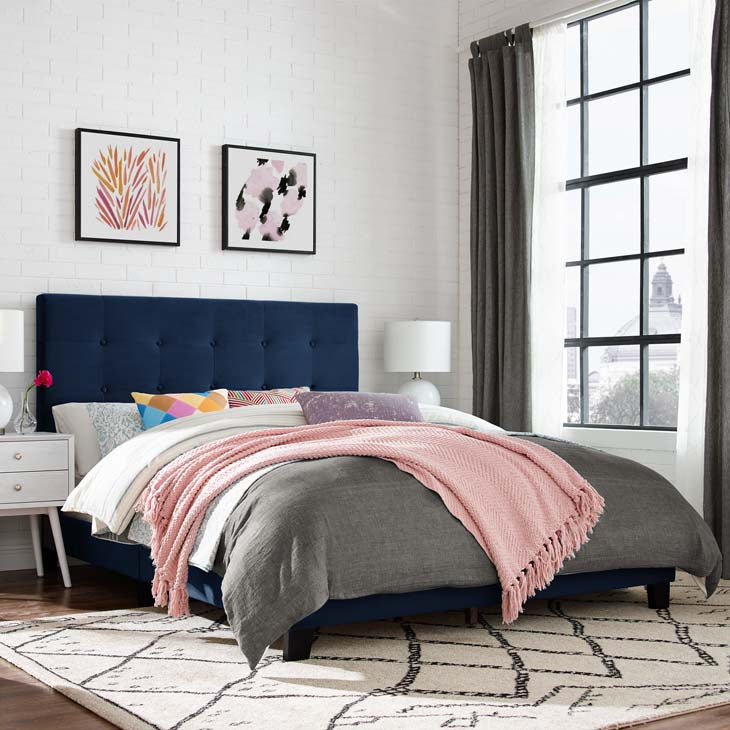 Melanie Queen Button Tufted Upholstered Velvet Platform Bed.