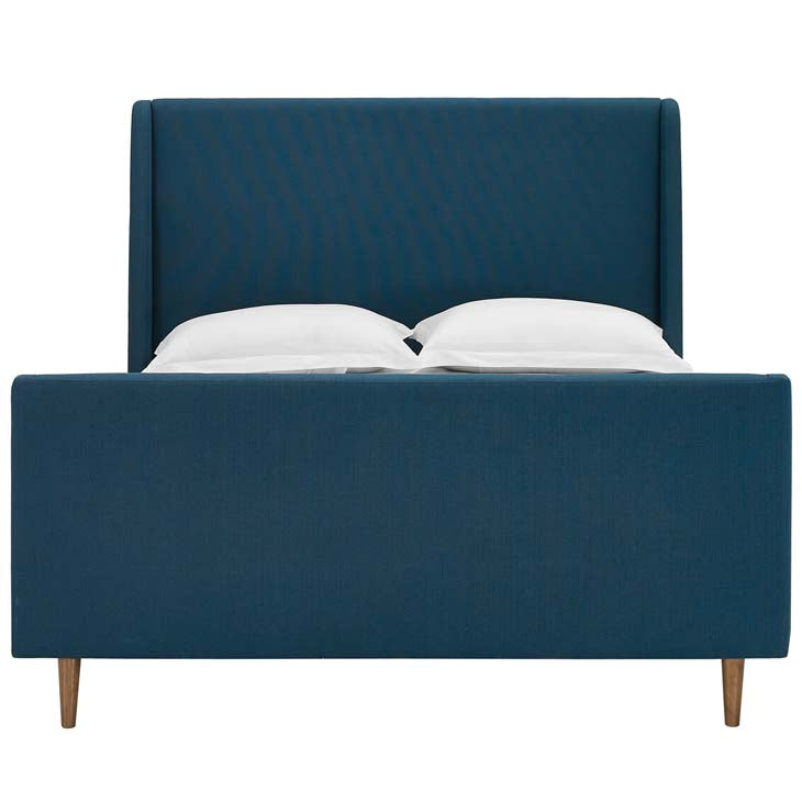 Aubree Queen Upholstered Fabric Sleigh Platform Bed.
