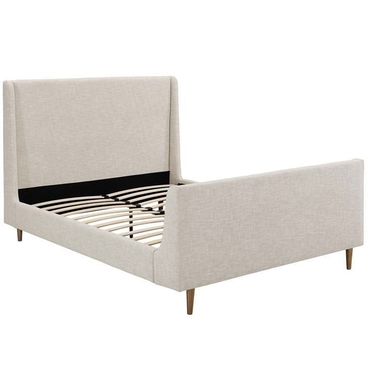 Aubree Queen Upholstered Fabric Sleigh Platform Bed.