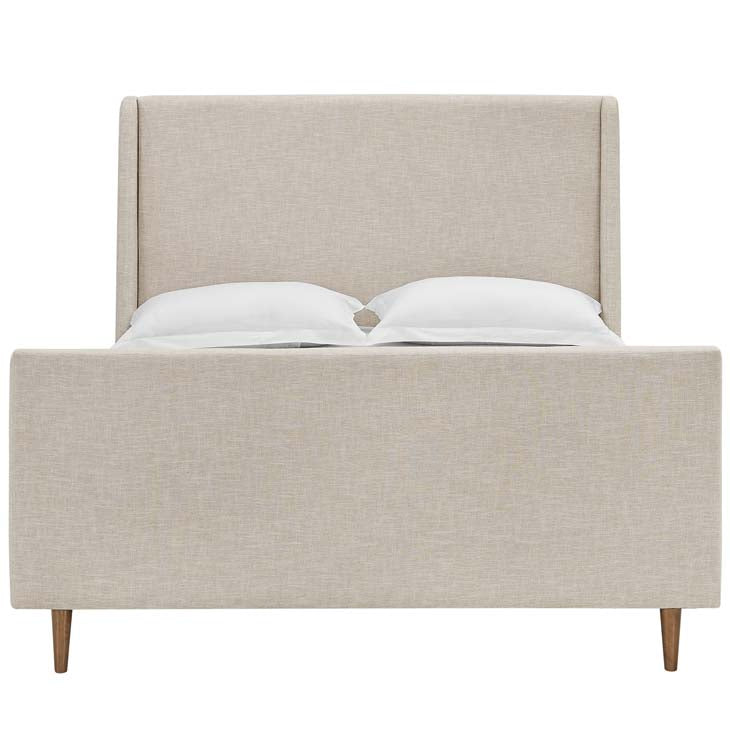 Aubree Queen Upholstered Fabric Sleigh Platform Bed.
