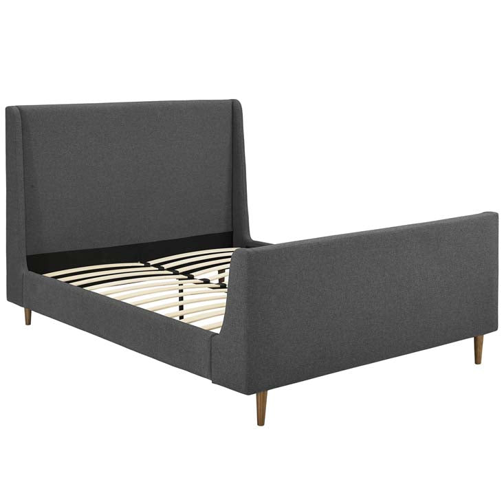 Aubree Queen Upholstered Fabric Sleigh Platform Bed.