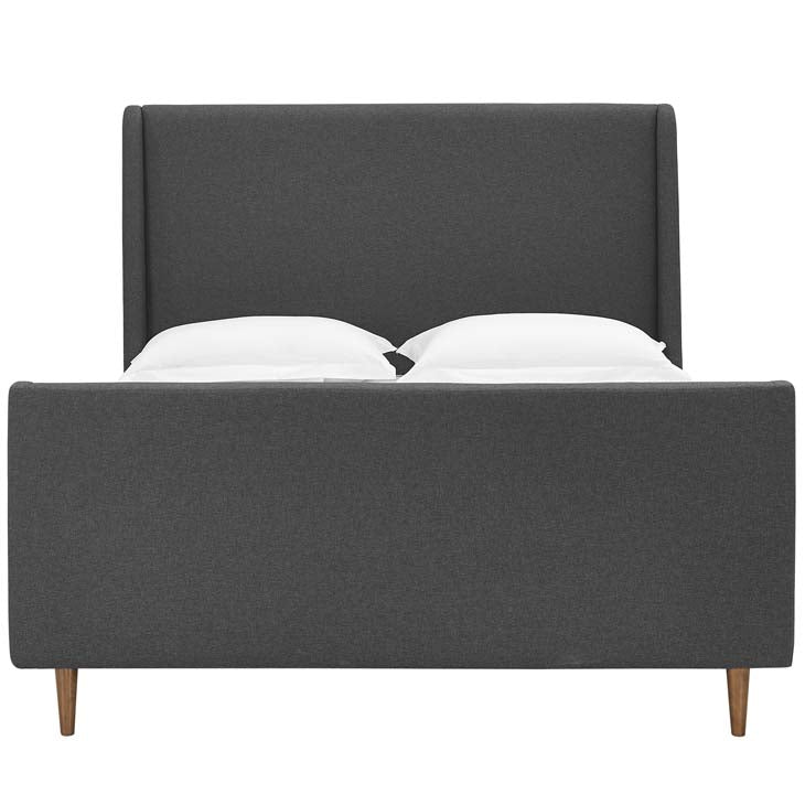 Aubree Queen Upholstered Fabric Sleigh Platform Bed.