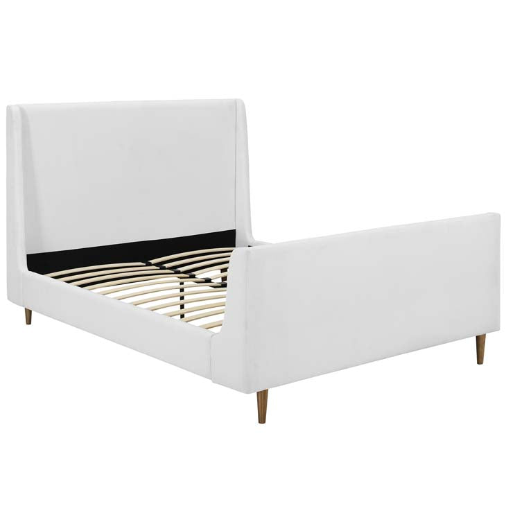 Aubree Queen Upholstered Fabric Sleigh Platform Bed.