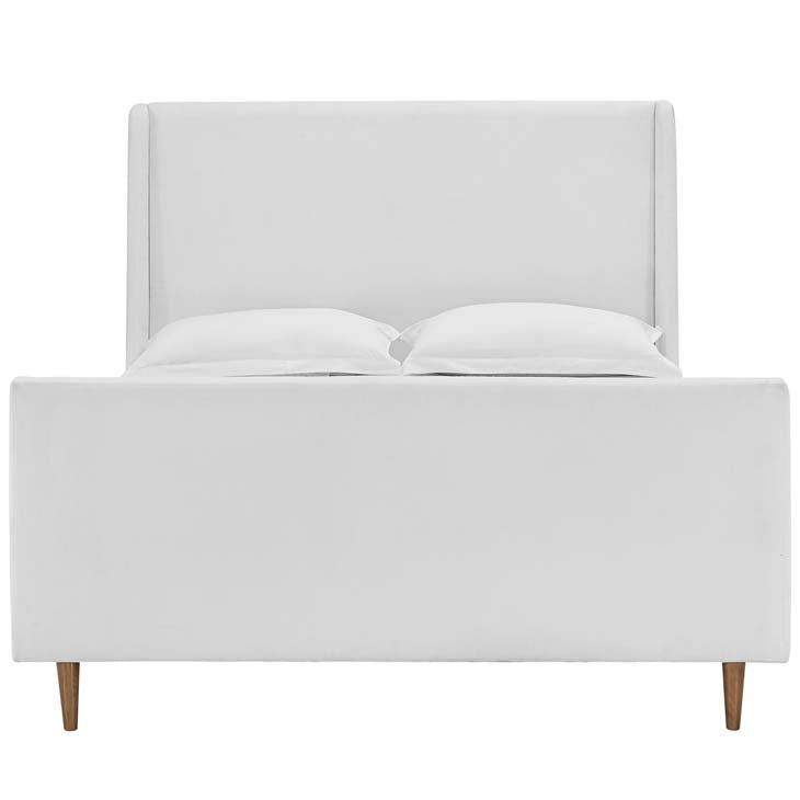 Aubree Queen Upholstered Fabric Sleigh Platform Bed.