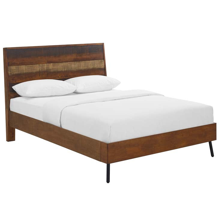Arwen Queen Rustic Wood Bed in Walnut.