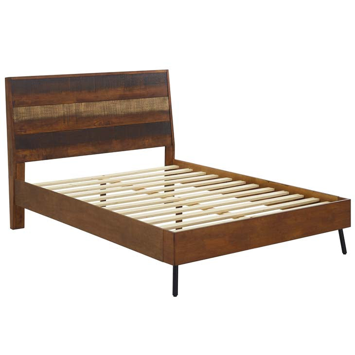 Arwen Queen Rustic Wood Bed in Walnut.