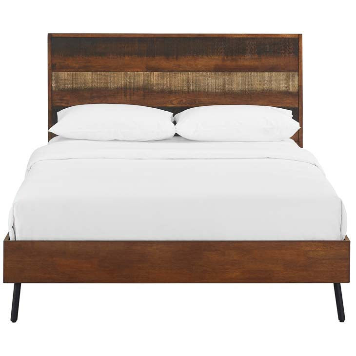 Arwen Queen Rustic Wood Bed in Walnut.