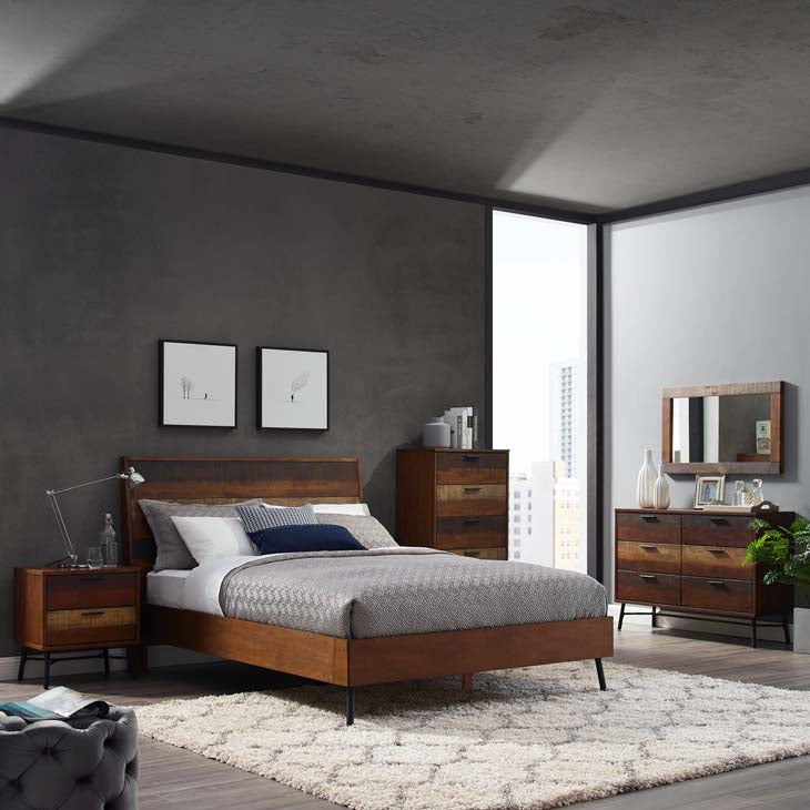 Arwen Queen Rustic Wood Bed in Walnut.