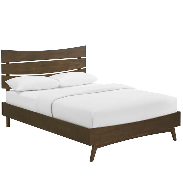 Everly Queen Wood Bed in Walnut.