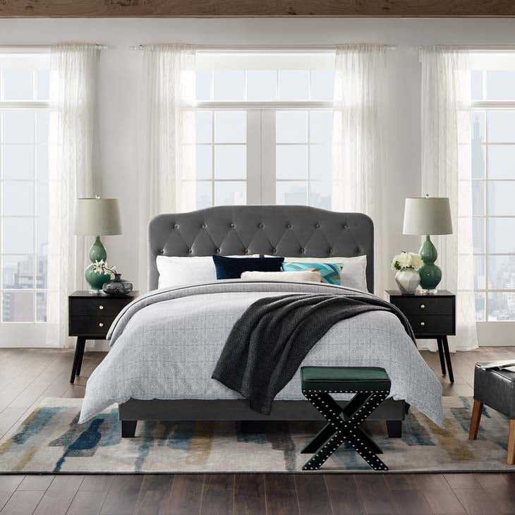 Amelia Upholstered Bed in Velvet.