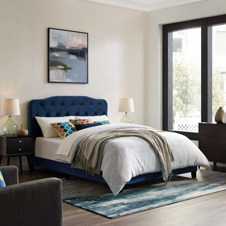 Amelia Upholstered Bed in Velvet.