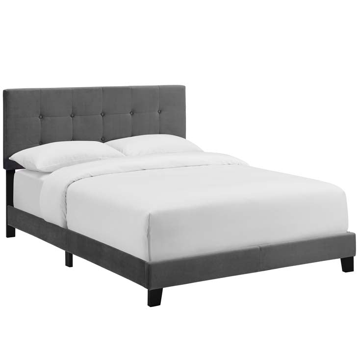 Amira Upholstered Bed in Velvet.