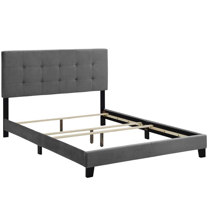 Amira Upholstered Bed in Velvet.