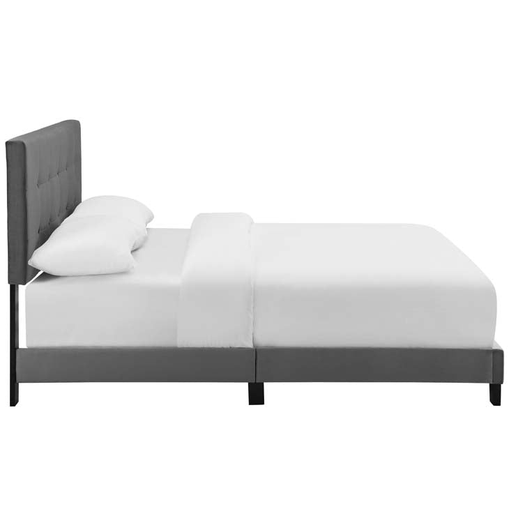 Amira Upholstered Bed in Velvet.
