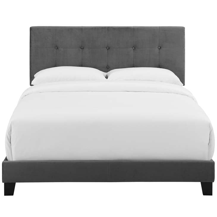 Amira Upholstered Bed in Velvet.