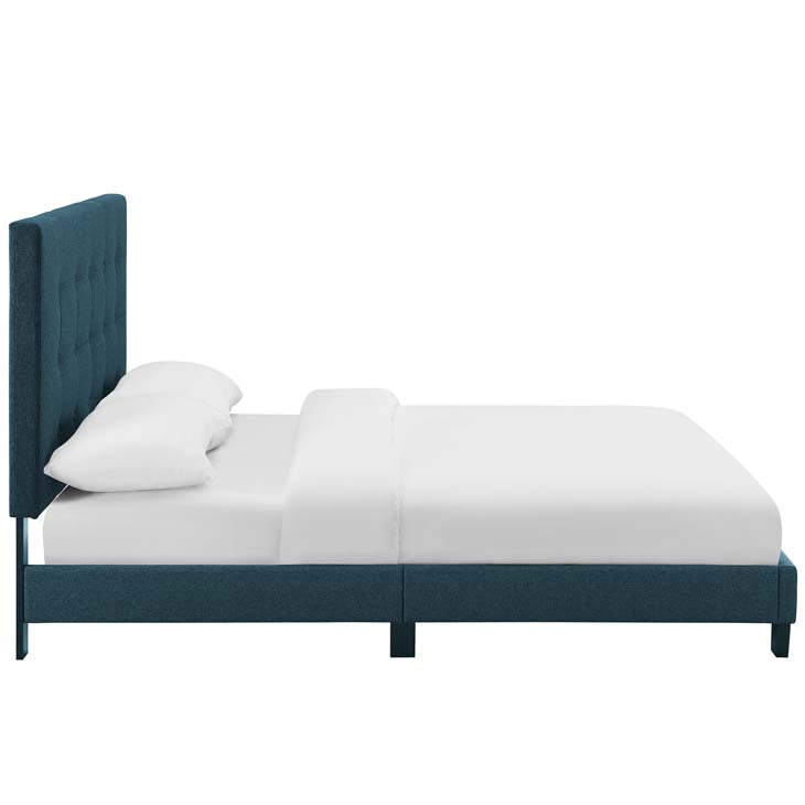 Melanie Queen Button Tufted Upholstered Fabric Platform Bed.