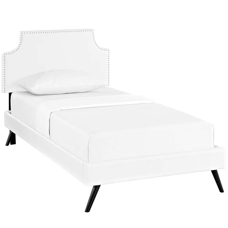Corene Twin Platform Bed in White.