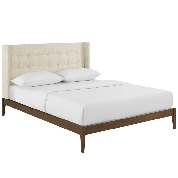 Hadley Queen Wingback Upholstered Platform Bed.