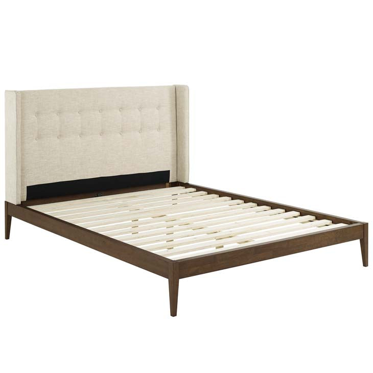 Hadley Queen Wingback Upholstered Platform Bed.