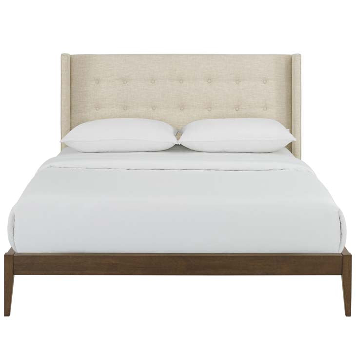 Hadley Queen Wingback Upholstered Platform Bed.
