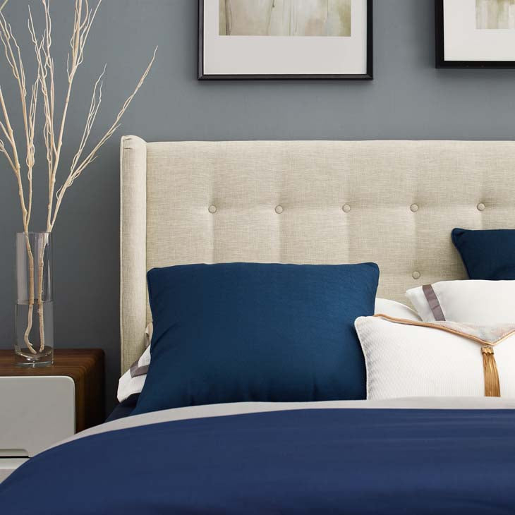 Hadley Queen Wingback Upholstered Platform Bed.