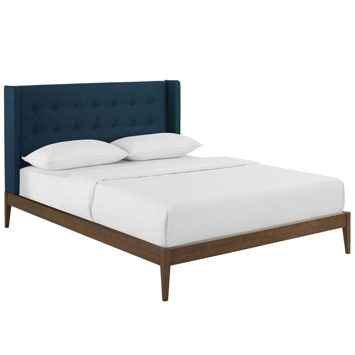 Hadley Queen Wingback Upholstered Platform Bed.