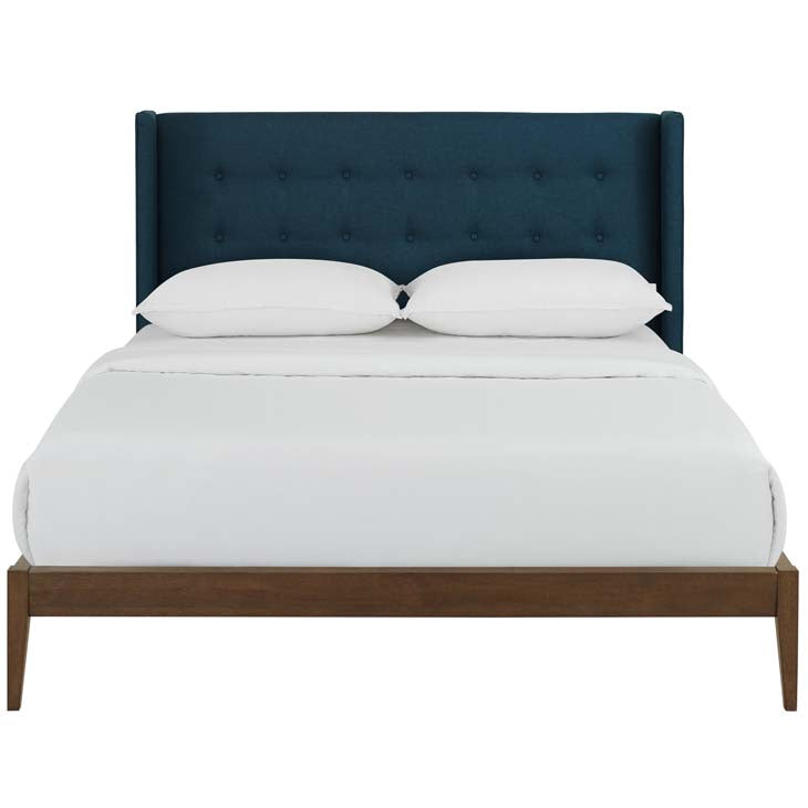 Hadley Queen Wingback Upholstered Platform Bed.