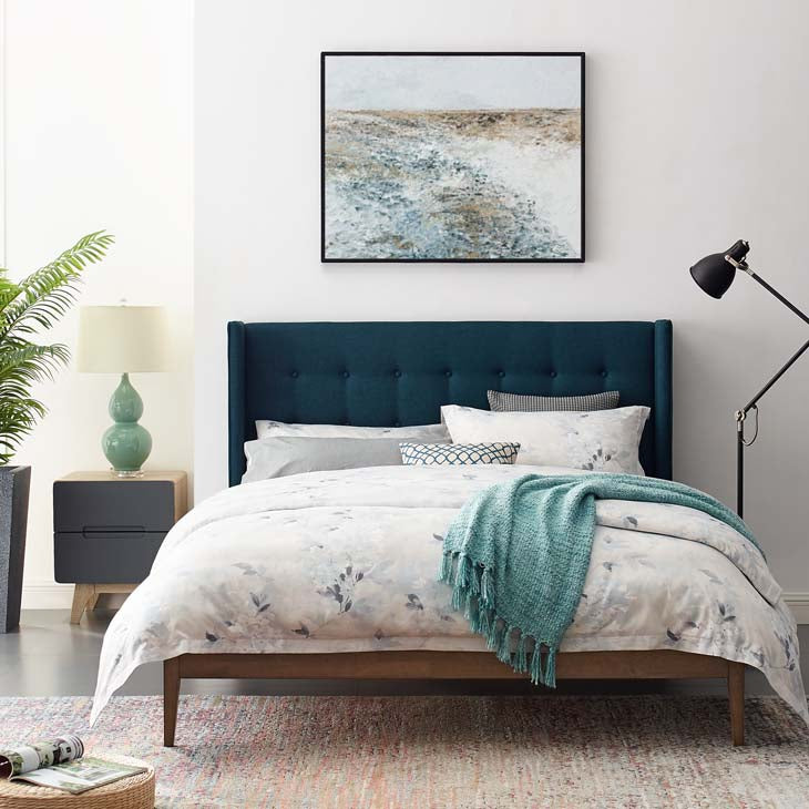 Hadley Queen Wingback Upholstered Platform Bed.