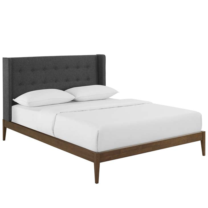 Hadley Queen Wingback Upholstered Platform Bed.