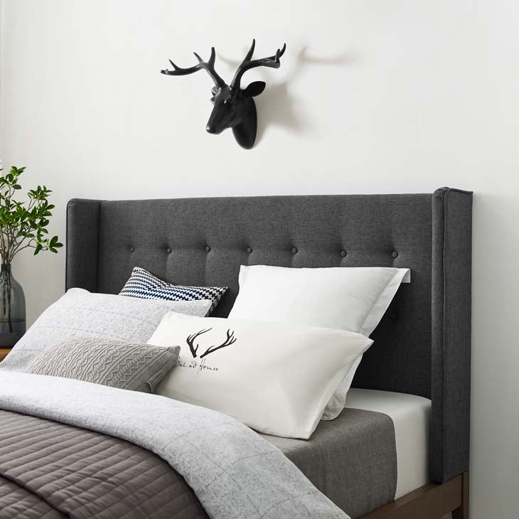 Hadley Queen Wingback Upholstered Platform Bed.