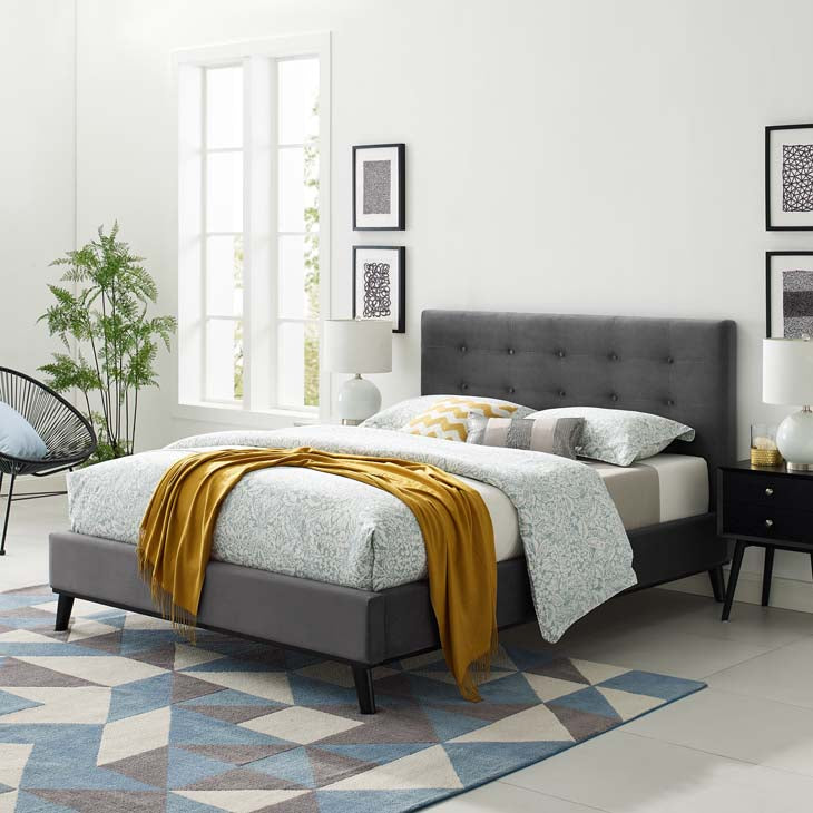 McKenzie Queen Biscuit Tufted Upholstered Velvet Platform Bed.