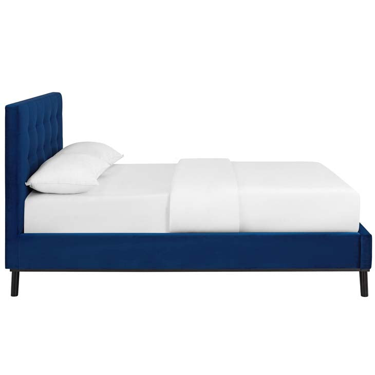 McKenzie Queen Biscuit Tufted Upholstered Velvet Platform Bed.
