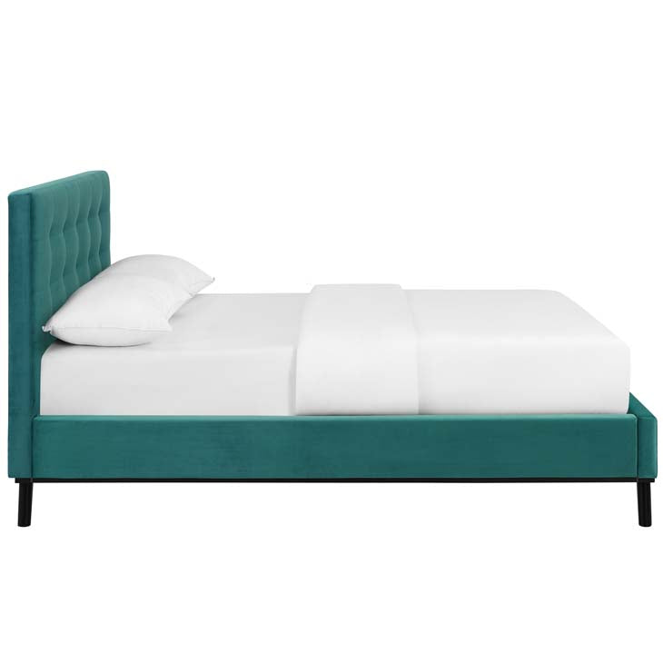 McKenzie Queen Biscuit Tufted Upholstered Velvet Platform Bed.