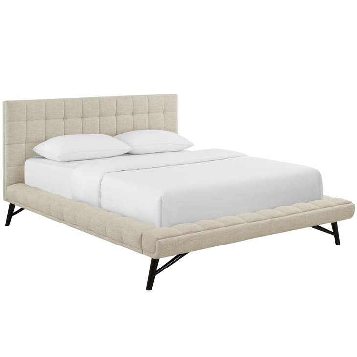 Julia Queen Biscuit Tufted Performance Fabric Platform Bed.