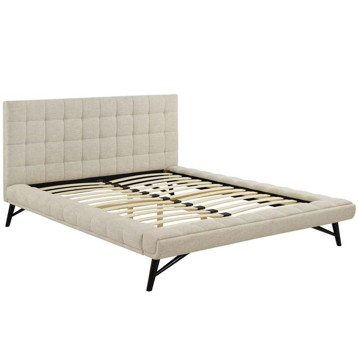 Julia Queen Biscuit Tufted Performance Fabric Platform Bed.