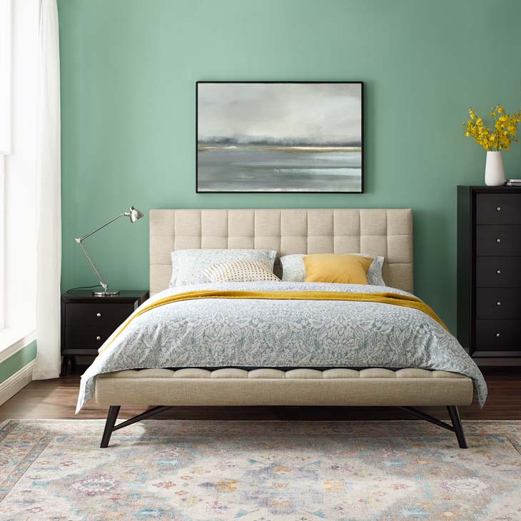 Julia Queen Biscuit Tufted Performance Fabric Platform Bed.