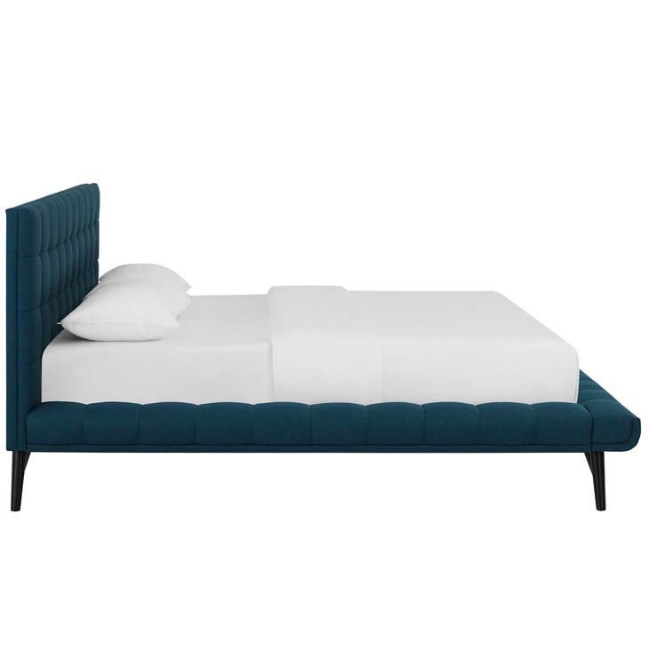 Julia Queen Biscuit Tufted Performance Fabric Platform Bed.