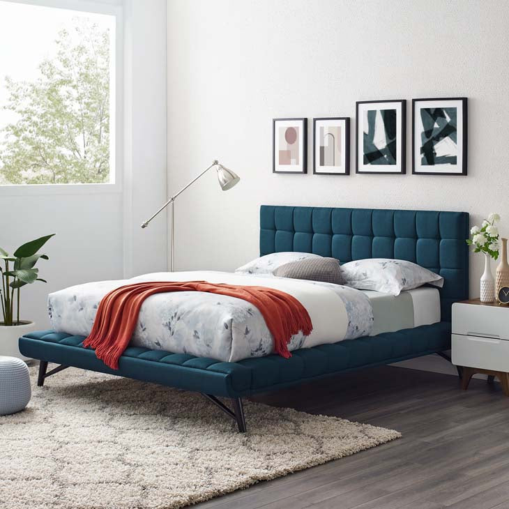 Julia Queen Biscuit Tufted Performance Fabric Platform Bed.