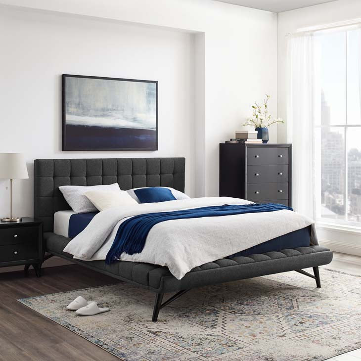 Julia Queen Biscuit Tufted Performance Fabric Platform Bed.