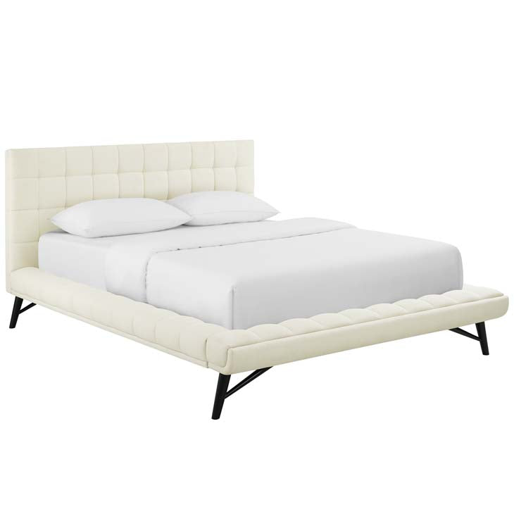 Julia Queen Biscuit Tufted Performance Fabric Platform Bed.