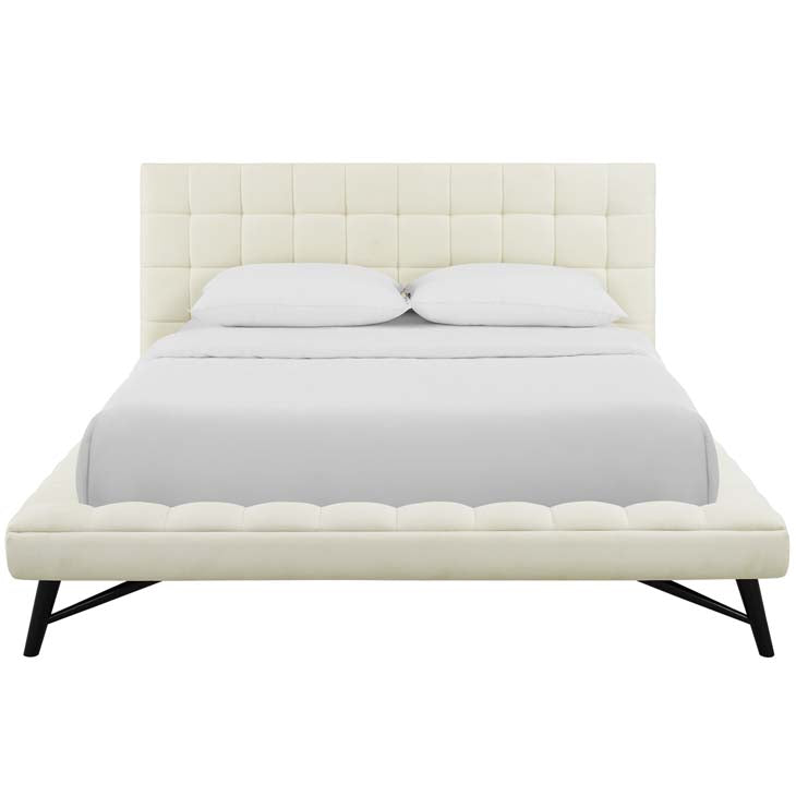 Julia Queen Biscuit Tufted Performance Fabric Platform Bed.