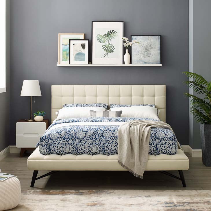 Julia Queen Biscuit Tufted Performance Fabric Platform Bed.