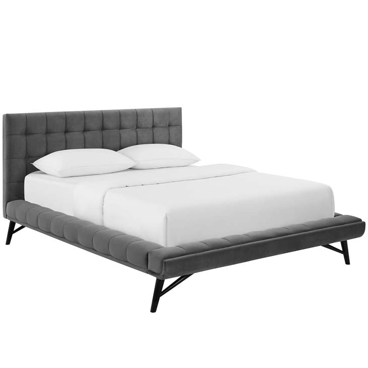 Julia Queen Biscuit Tufted Performance Velvet Platform Bed.