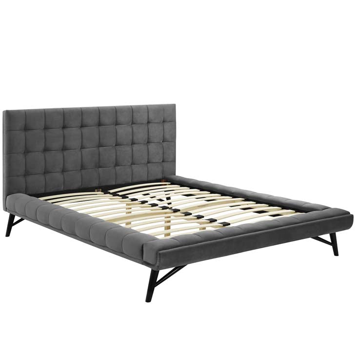 Julia Queen Biscuit Tufted Performance Velvet Platform Bed.
