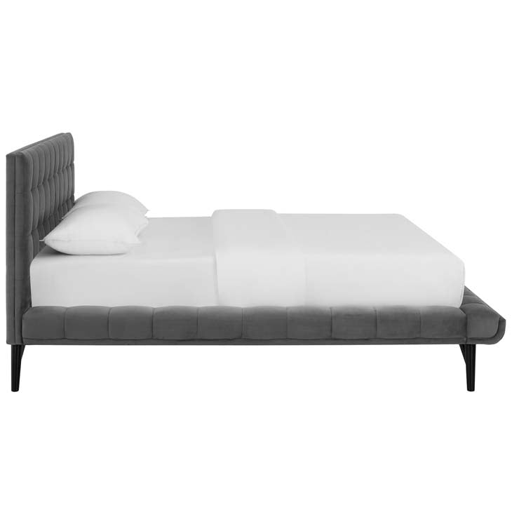 Julia Queen Biscuit Tufted Performance Velvet Platform Bed.