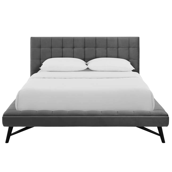 Julia Queen Biscuit Tufted Performance Velvet Platform Bed.